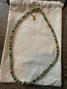 genuine green and blue adventurine stone necklace